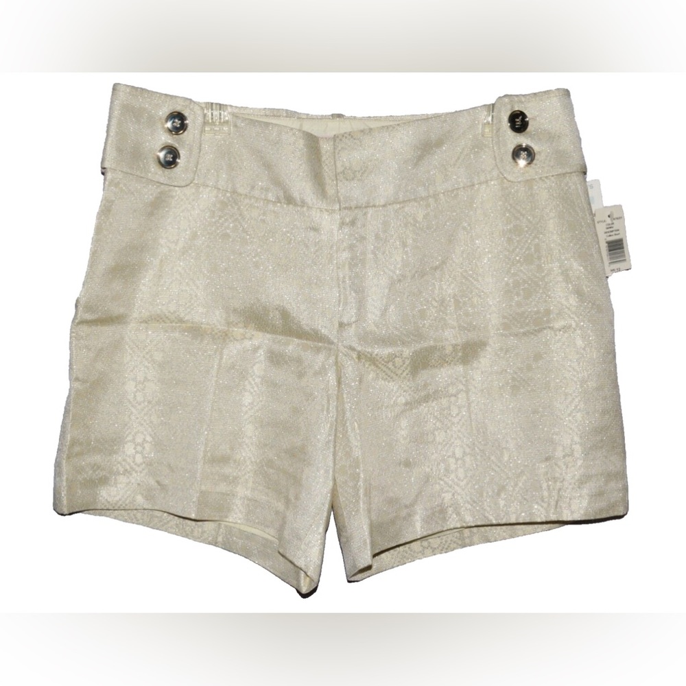 PINK TARTAN COLLINS SHORT NEW NWT $246 SIZE 12 L LARGE GOLD SILVER SHORTS